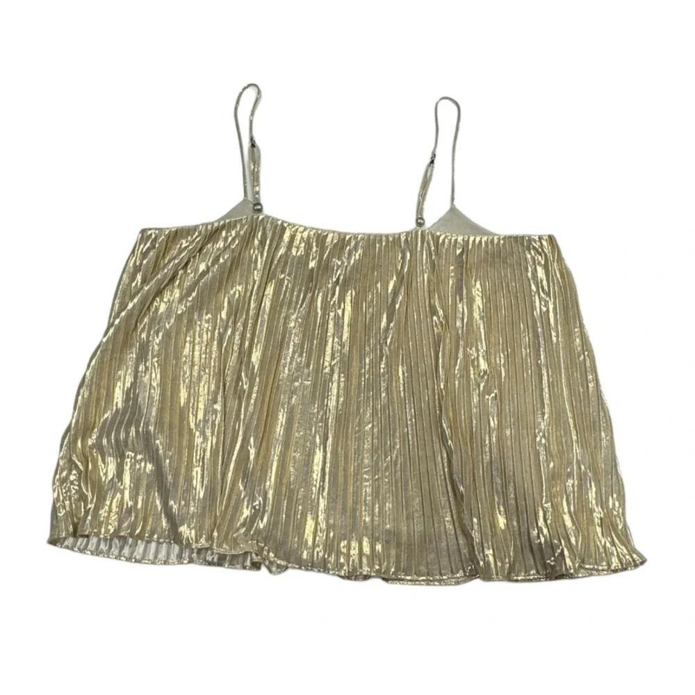 Abercrombie & Fitch size medium gold colored tank top blouse w adjustable straps - Picture 2 of 9